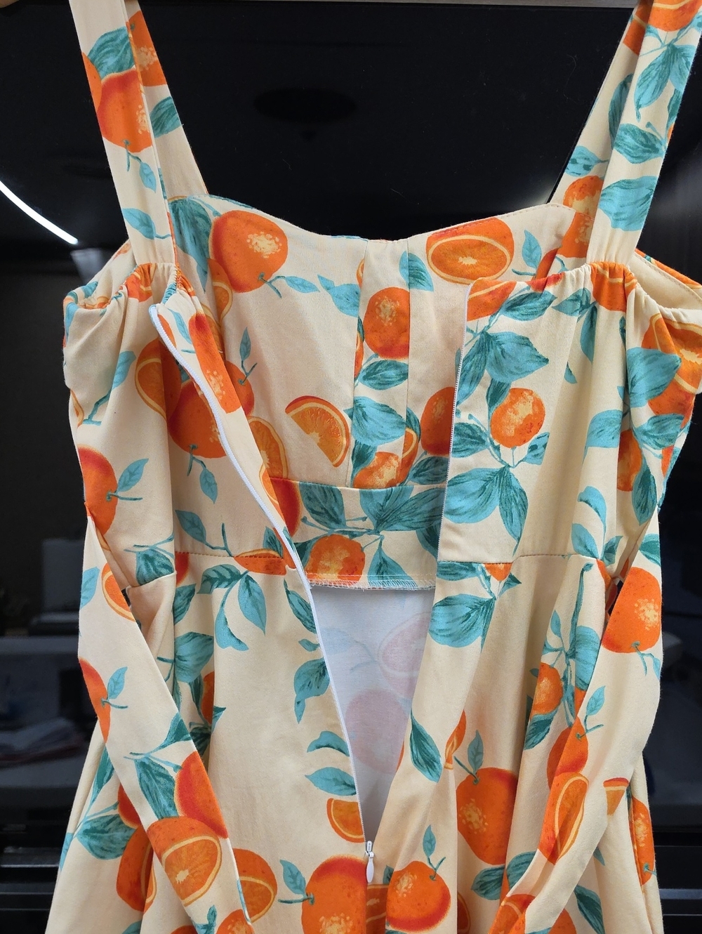 ππ±FRUIT ORANGE MIDI DRESS WITH LEAVES" BY " EVA ROSE" ππ± - Picture 13 of 15